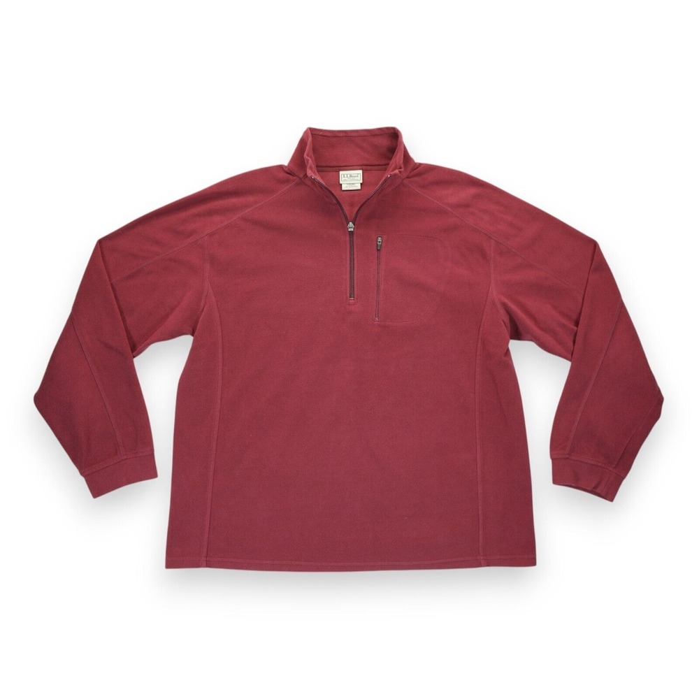 LL Bean 1/4 Zip Fleece Swetshirt Pullover Maroon Men's Size L-Reg‎ OBVM2